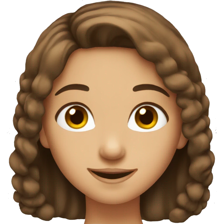 Girl with brown hair,brown eyes, happy emoji