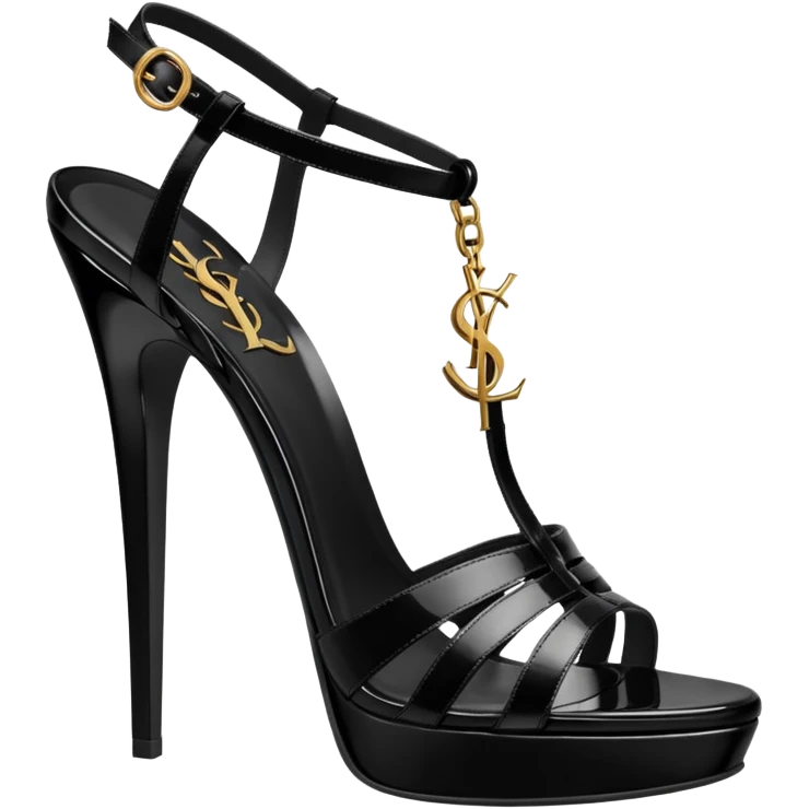 YSL TRIBUTE heels SANDAL black PATENT LEATHER emoji
