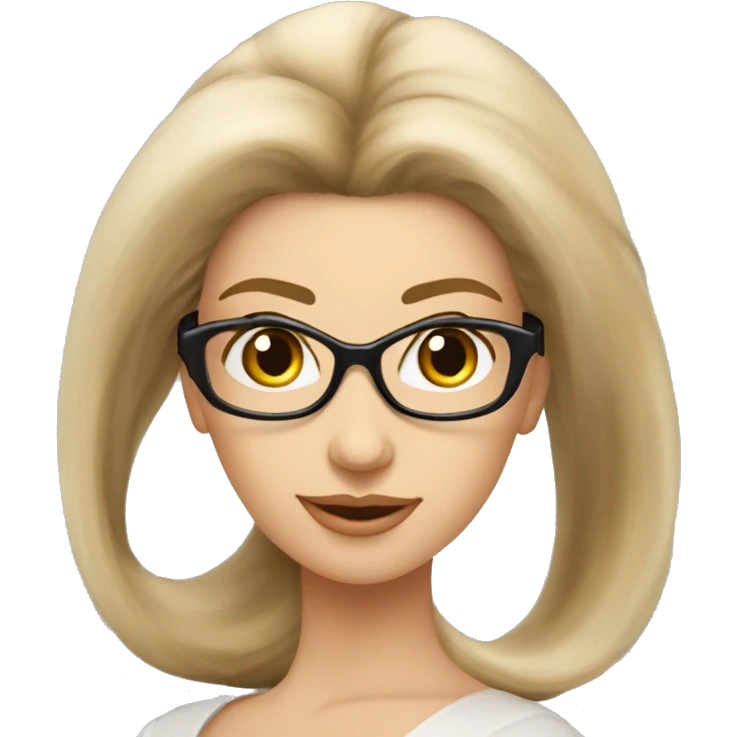 Femme vielle cheveux lisse long beige lunette emoji