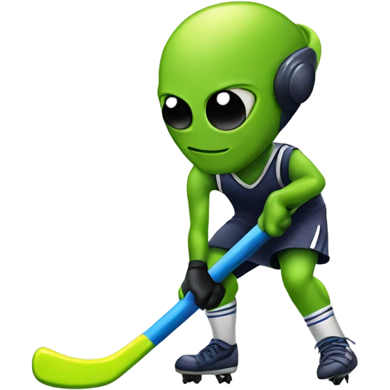 Field hockey playing alien emoji