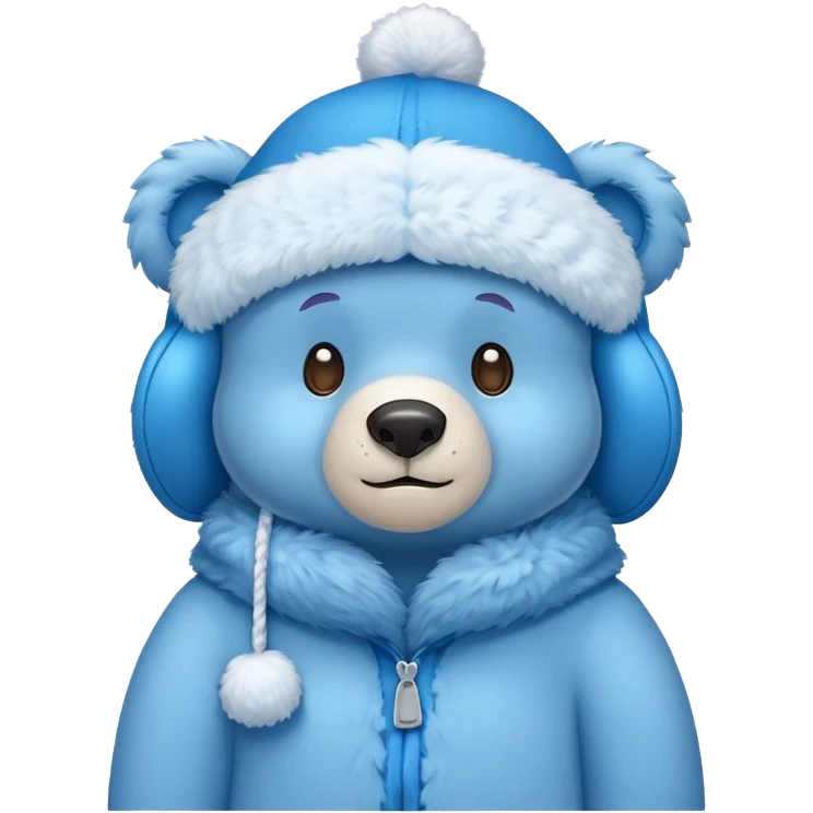 blue bear winter hat with ear flaps emoji