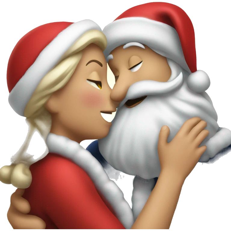 Santa kissing Mrs clause emoji