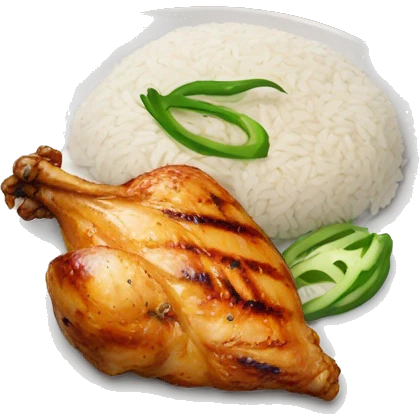 Grilled chicken with rice on a plate emoji