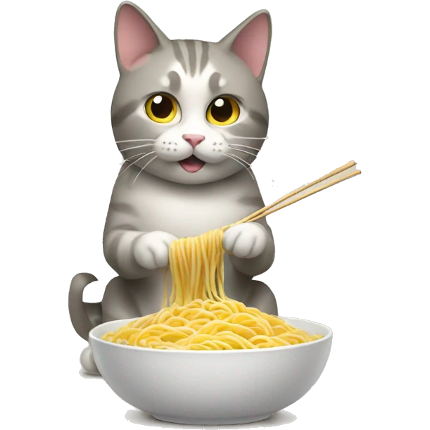 Cat eating noodles emoji