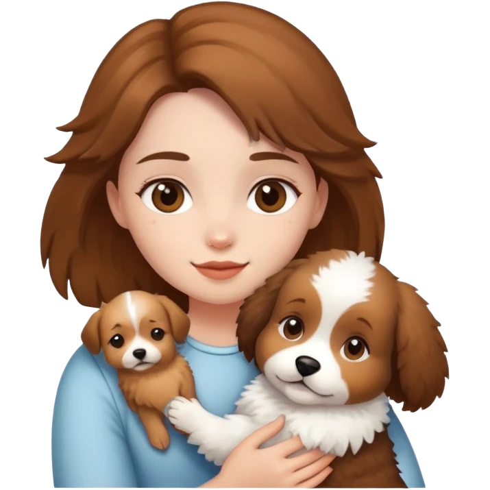 Girl holding a dog emoji