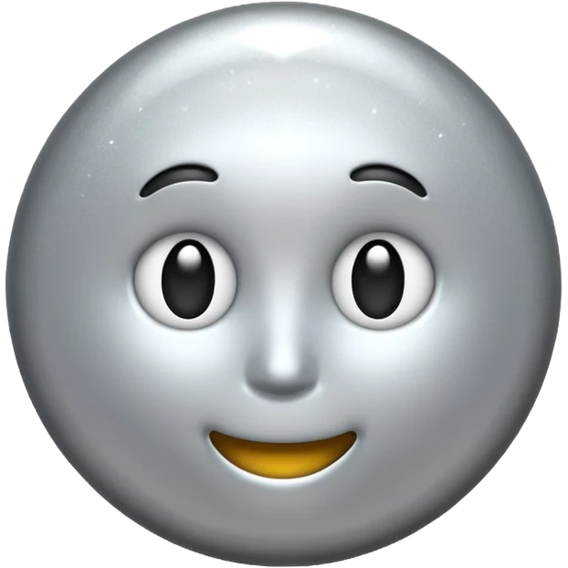 Silver chrome sparkle emoji, iOS emoji style, minimal shape, glossy metallic shine, clean background, smooth lighting emoji