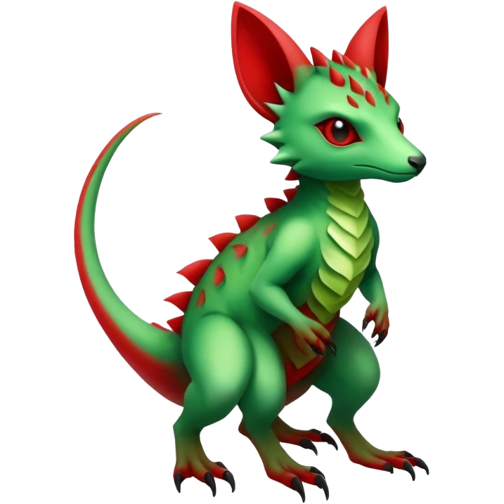 Cool Edgy Green Red ethereal Fionbri-Vernid-Trico-animal-creature full body emoji