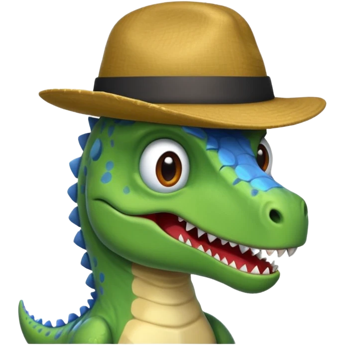 A dinosaur with hat emoji