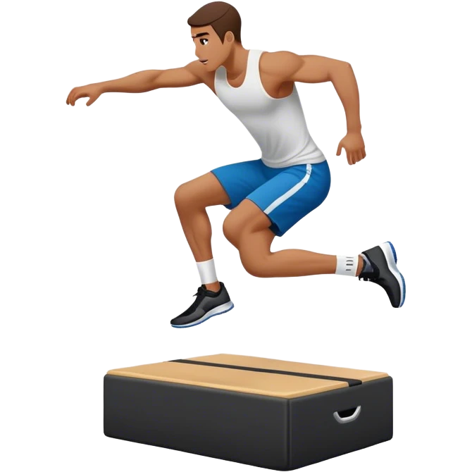 man jump onto plyo-box side-view emoji