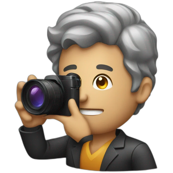 bold man with knob taking a picture emoji