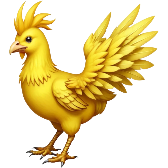 A classic yellow chocobo bird from Final Fantasy, large bird with small wings and long legs emoji