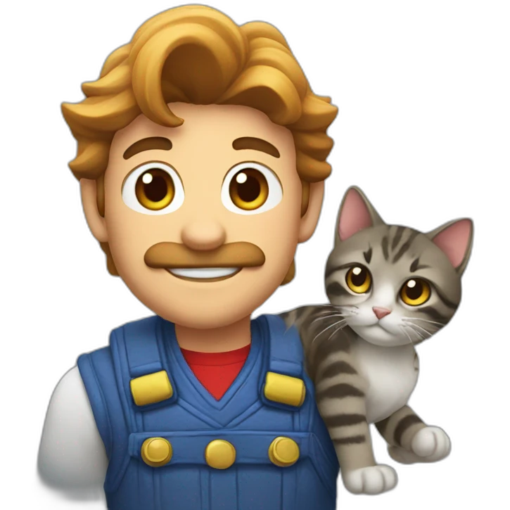 cat with mario emoji