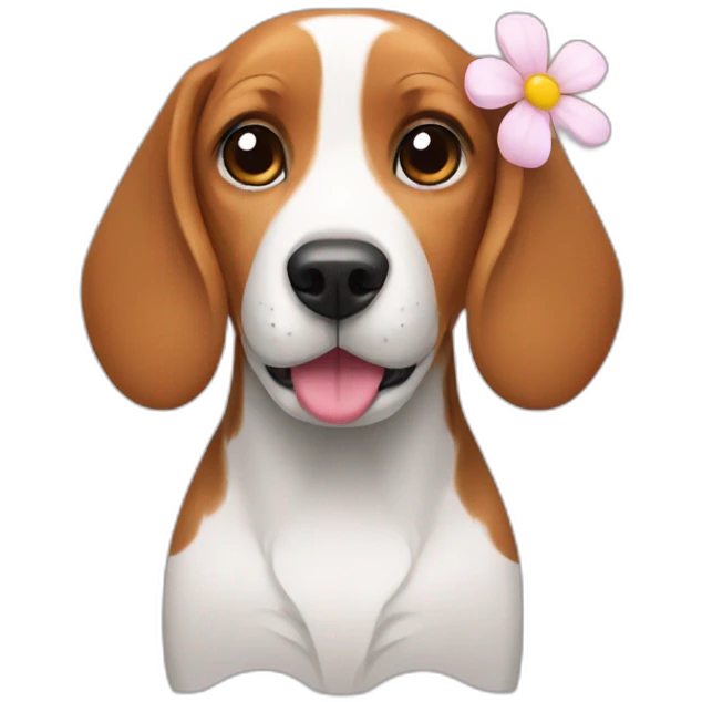 beagle with flower emoji