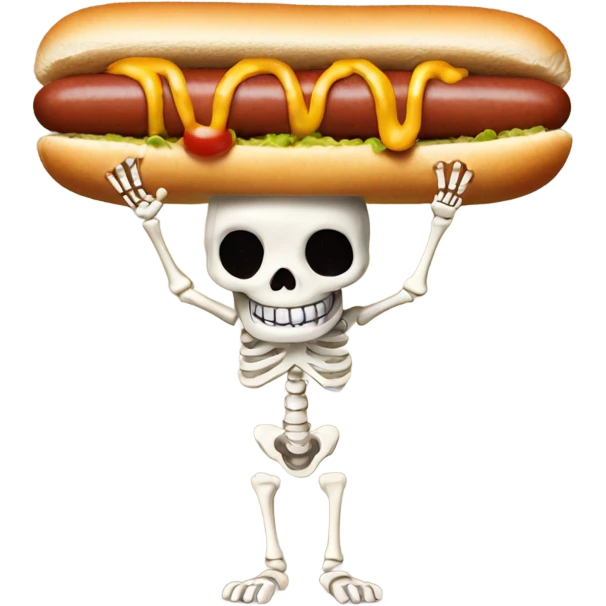 Skeleton hot dog emoji