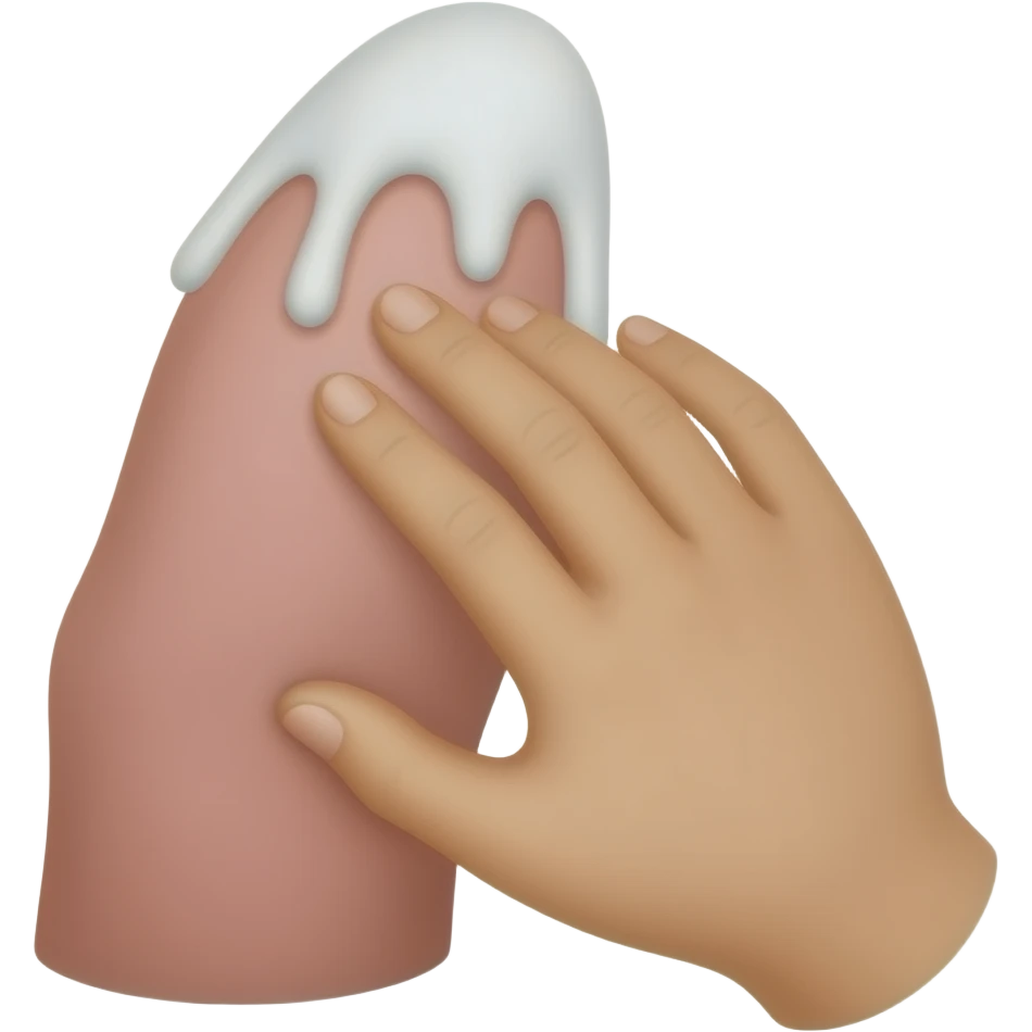 A hand stroking a detailed penis with white stuff coming out of top emoji