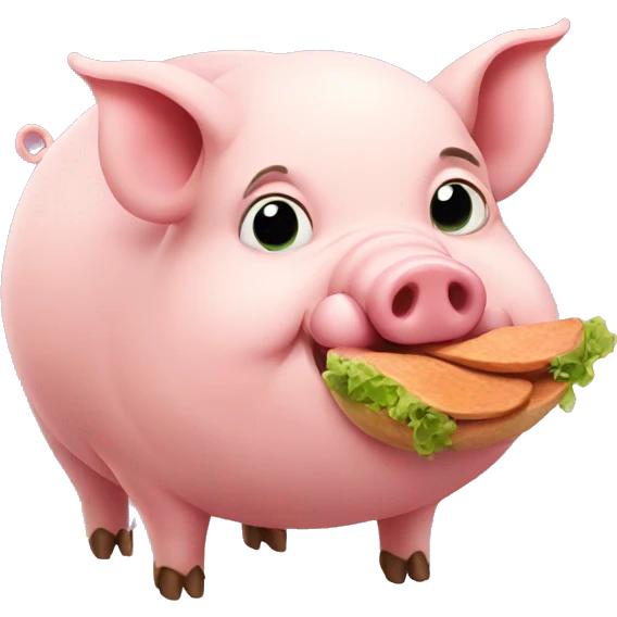 Pig eating emoji