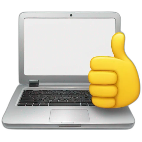 laptop thumbs up emoji