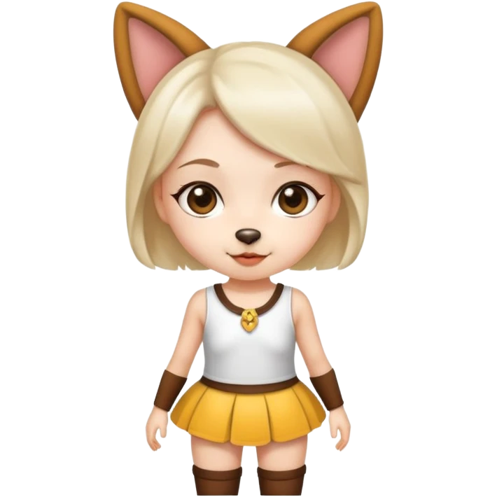 Girl dressed like a dog and in short skirt and top emoji