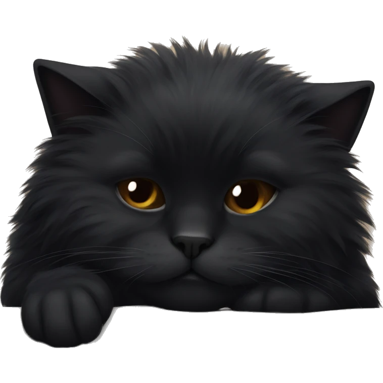 Black fluffy cat sleeping  emoji