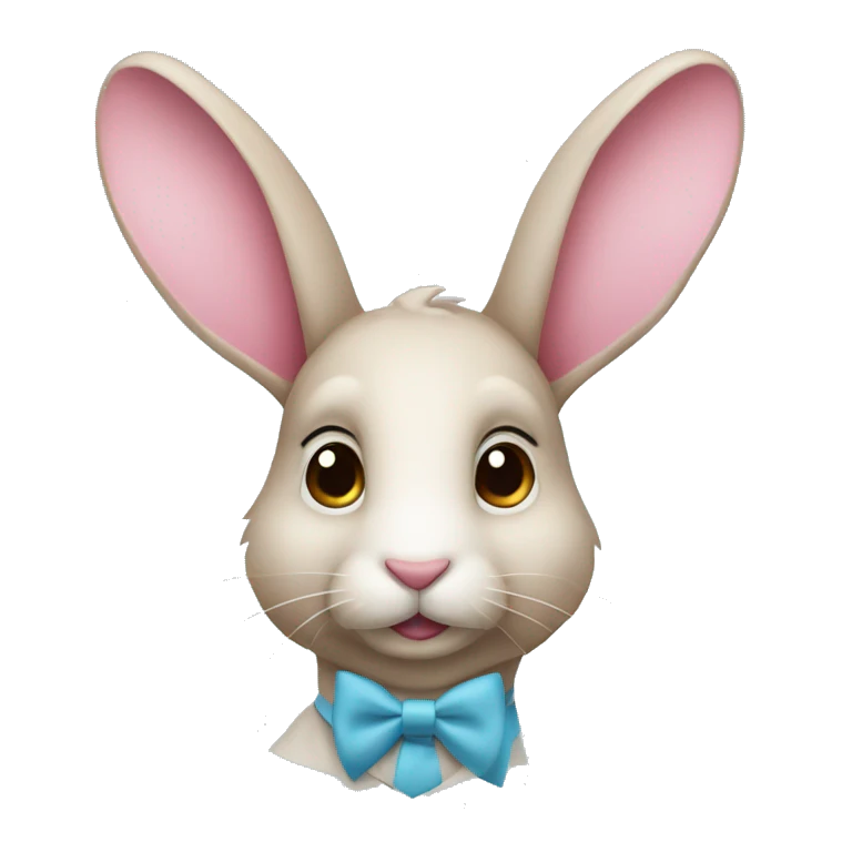 Conejo rosa con corbata celeste  emoji