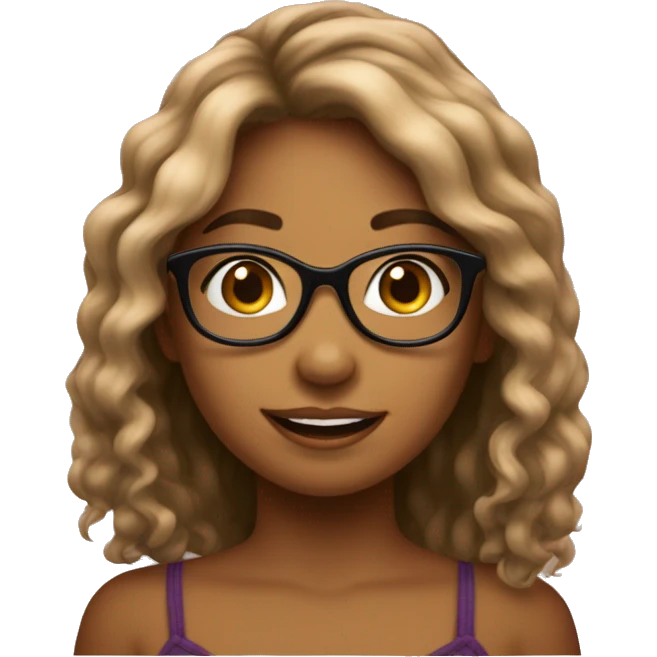menina de cabelo marrom com oculos emoji