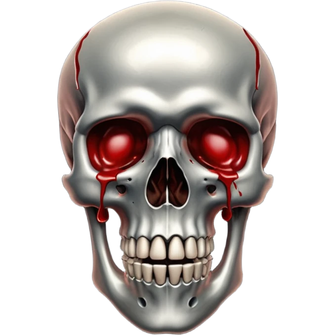 metallic anatomic bones with blood, steel texture, dark dramatic tone, minimal details emoji