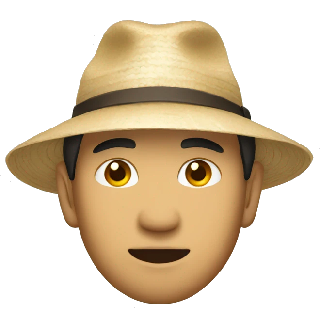 😑 with asian hat emoji