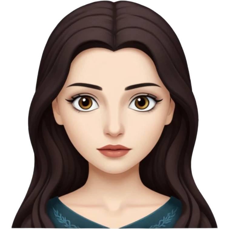 Hande Erçel as a lady from game of thrones from Starfall. Her eyes are gray. emoji