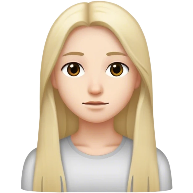 Light straight long hair dark eyes  emoji