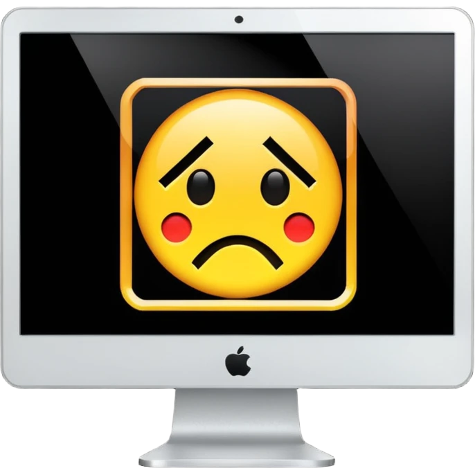make a computer screen with a error emoji no face like a glitch emoji