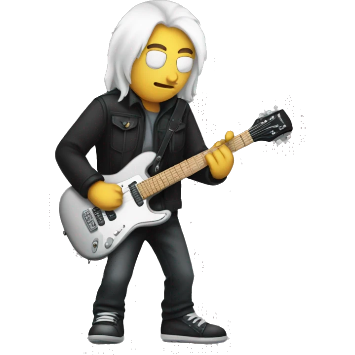 Guy with guitar listening to metal emoji