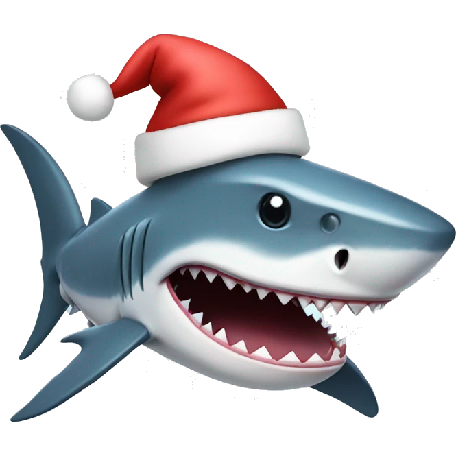 Shark with a Christmas hat emoji