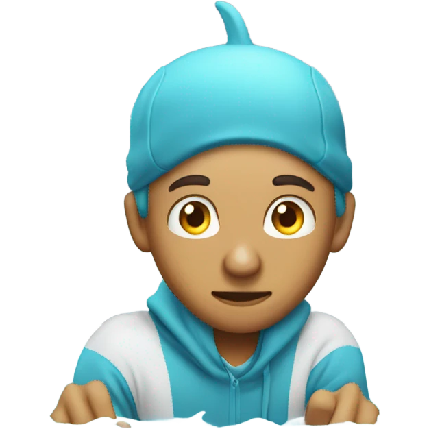 Guy thinking he is a dolphin jumping in fountain emoji