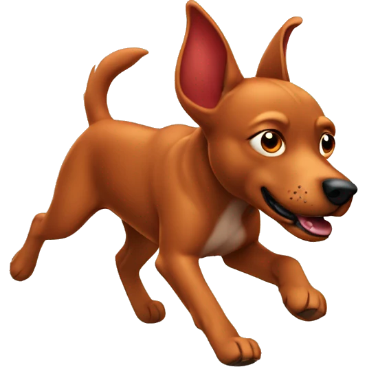 solid red dog with pointed ears running emoji