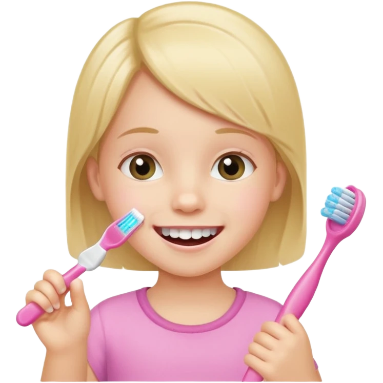 little girl brushing her teeth emoji