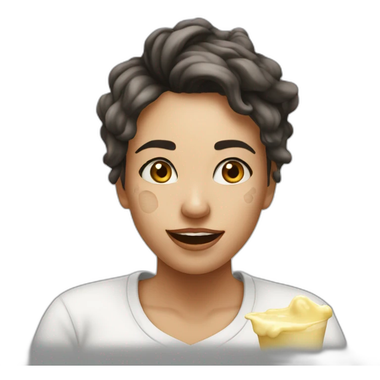 heck yeah, it works xd --- woman with many large milk stains emoji