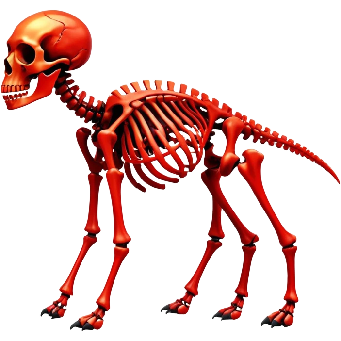 A black and red epic shiny cool edgy skeletal bone animal, full body emoji