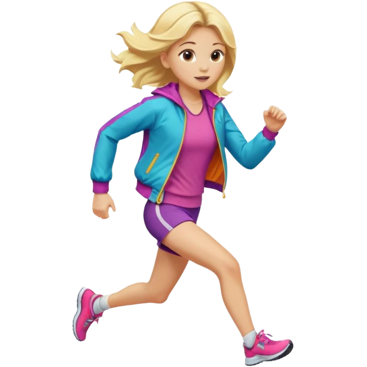 Blonde girl running gen z cool emoji