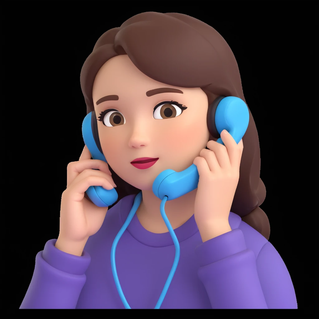 girl talking on phone, close up pose emoji