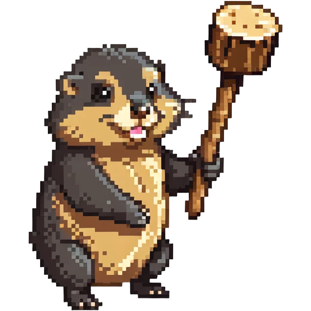 whacking a mole with a mallet emoji