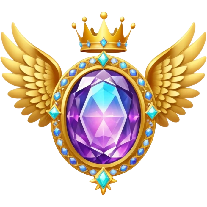HUGE magic galactic nebula complex gemstone award-in-frame-decorated-with-big-golden-angel--wings and crown emoji