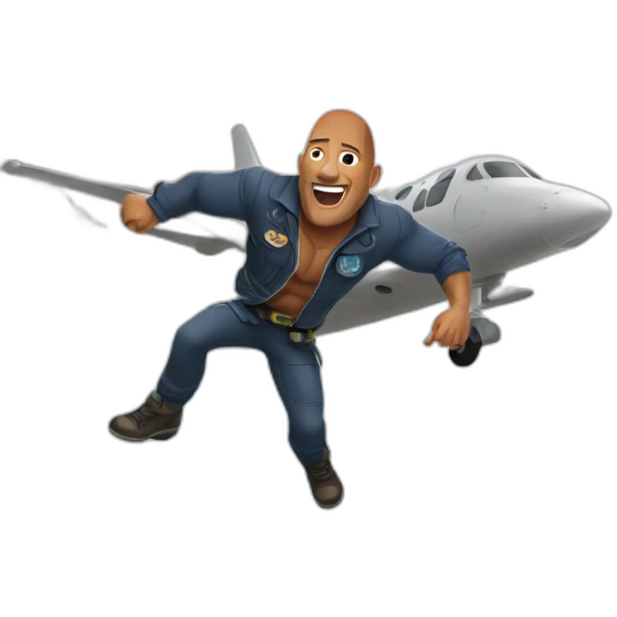 the rock jumping out of a plane emoji