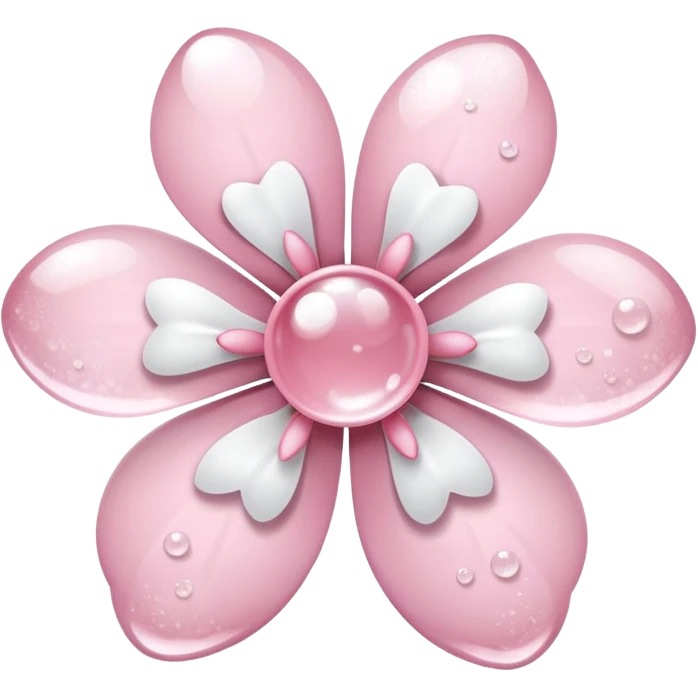 white sakura flower with a bow and bubble texture petals emoji