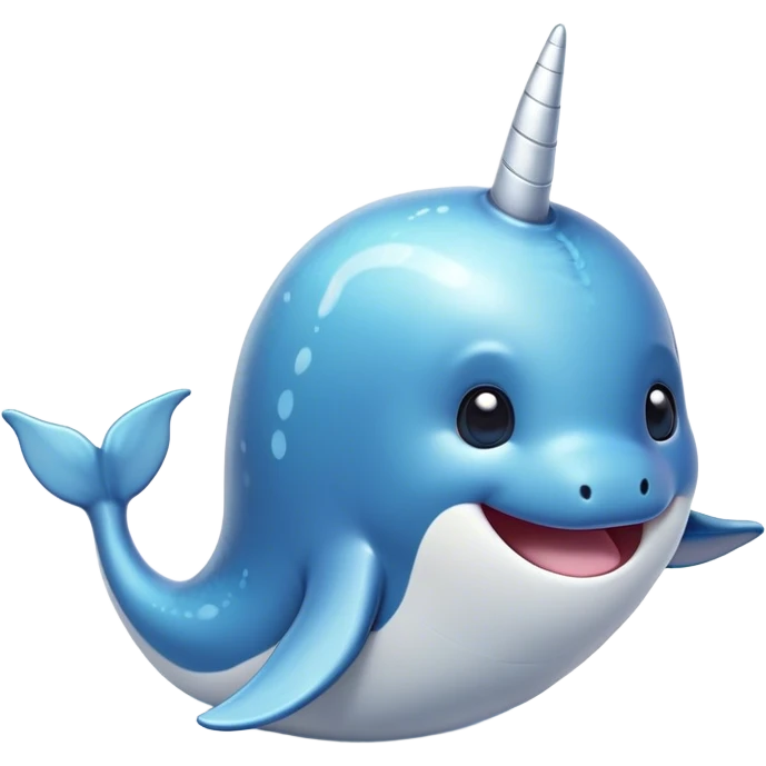 Cinematic Comical Cute Narwhal Portrait Emoji, Head tilted dramatically with an exaggeratedly amused expression, featuring a uniquely curved tusk, a sleek body with wide, comically expressive eyes brimming with playful disbelief, Simplified yet hilariously expressive features, highly detailed, glowing with a slightly sassy oceanic glow, high shine, dramatic yet playful, stylized with an air of cheeky marine mischief, soft glowing outline, capturing the essence of a meme-worthy cute narwhal that looks ready to side-eye its way into viral fame! emoji