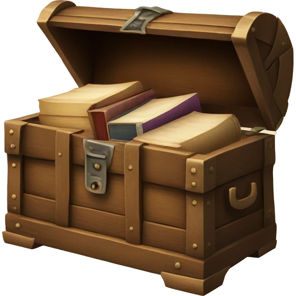 open vintage chest with old books inside  emoji