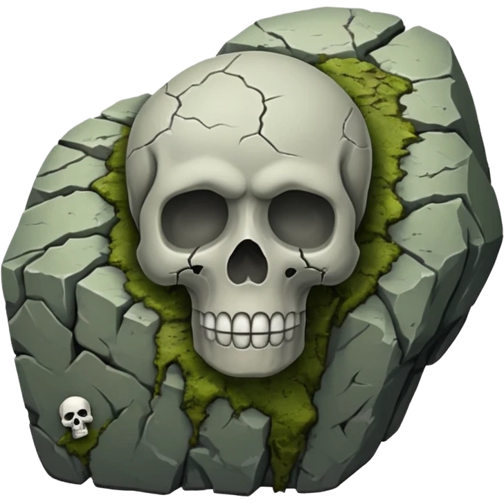 rip stone with skull, front view emoji