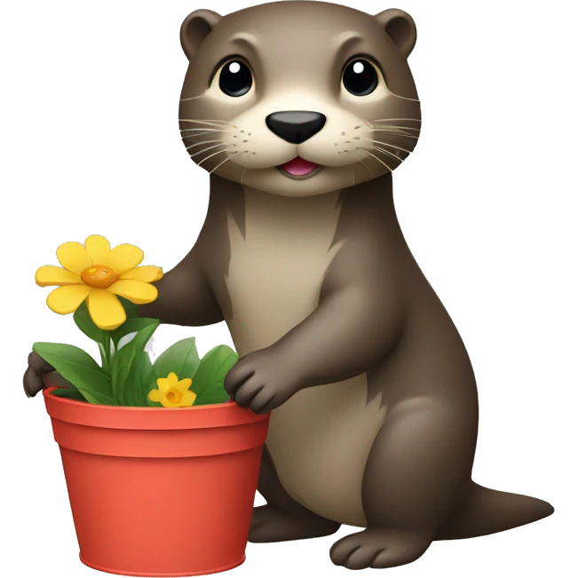 can you make an otter holding a flower bucket emoji