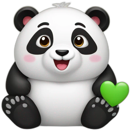 un panda avec un coeur emoji