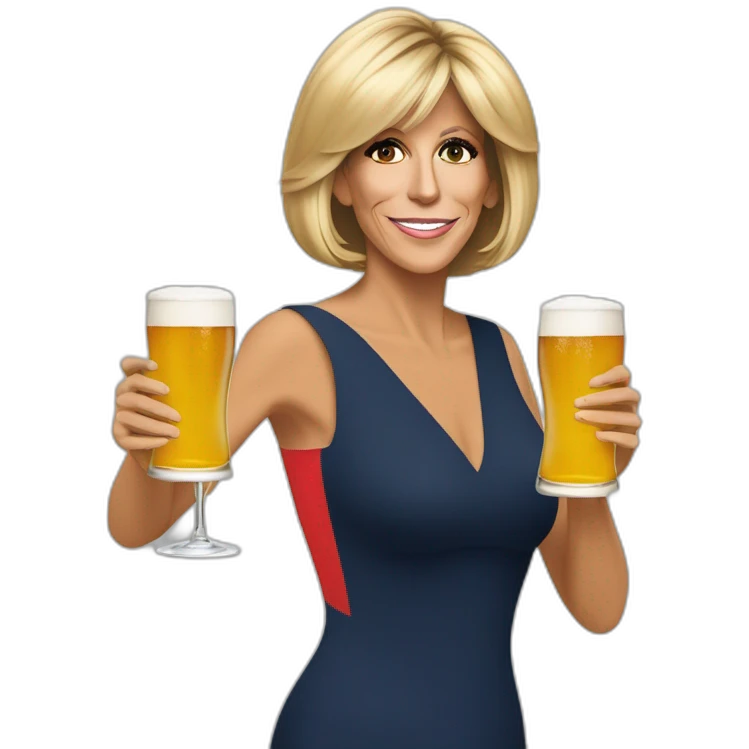 Brigitte Macron avec une bière emoji