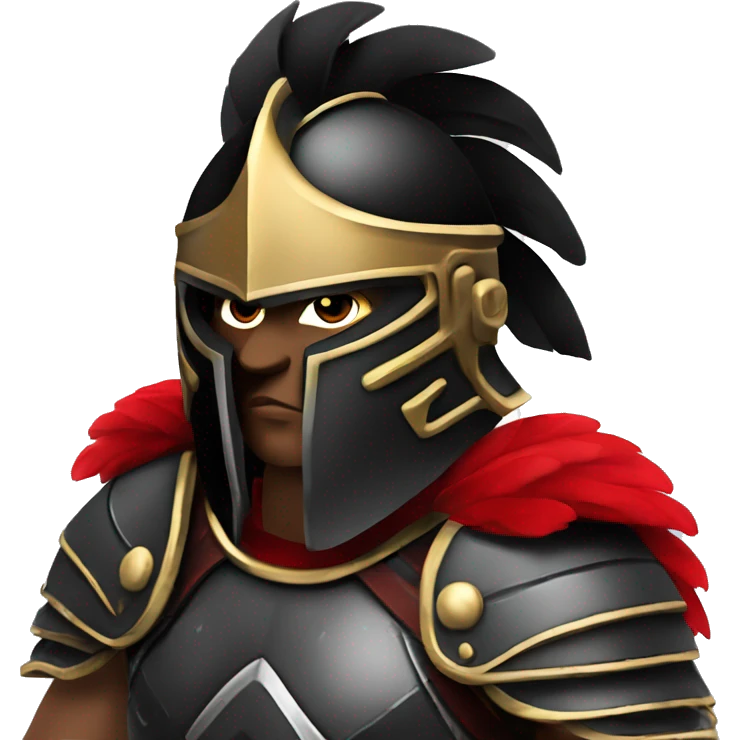 Fantasy spartan warrior male wearing detailed black armor with a red plumed helmet
 emoji